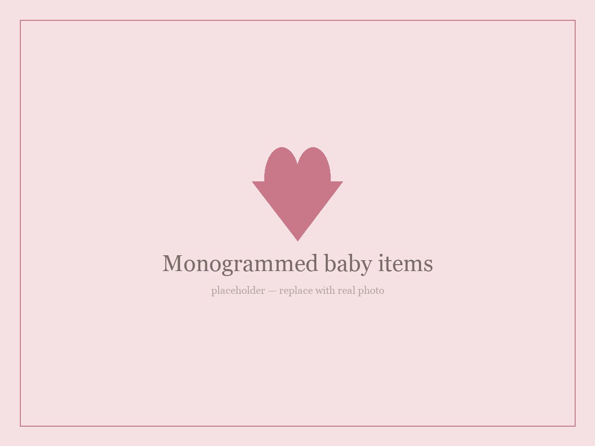 Monogrammed baby blanket and personalized swaddle ribbon set in soft pastel thread